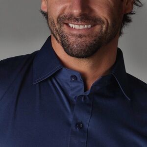 Collars & Co Dk. Blue Semi Spread Collar Polo Mens MED Stretch Performance Shirt